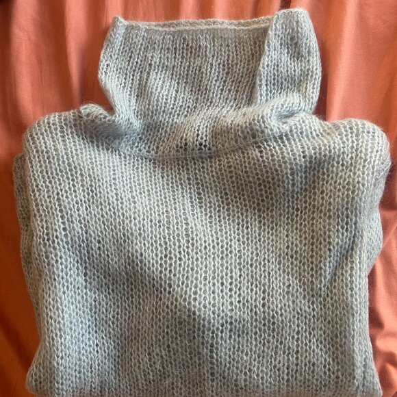 Eileen Fisher - Light Blue Mohair Blend Knit Turtleneck - Picture 2 of 3